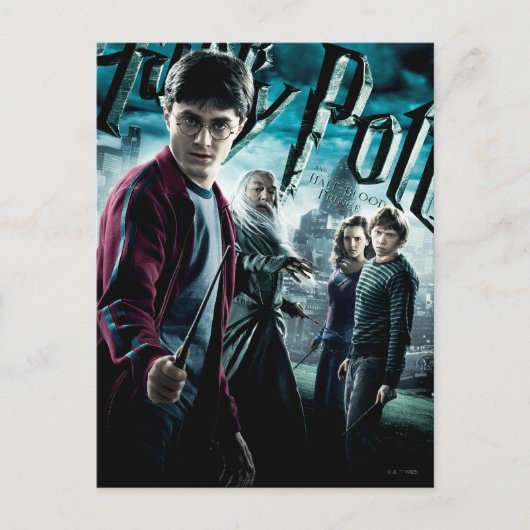 Harry Potter mit Dumbledore Ron und Hermione 1 Postkarte (Vorderseite)