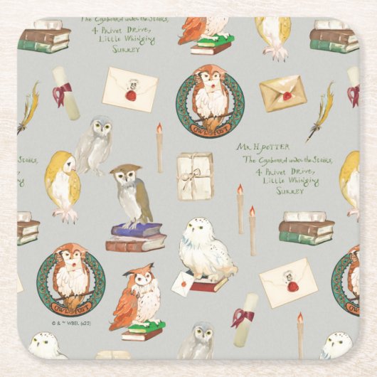 HARRY POTTER™ | Owl Letter Pattern Rechteckiger Pappuntersetzer (Vorderseite)