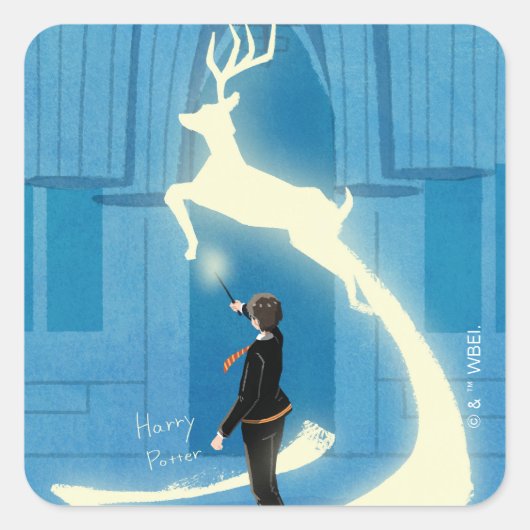 HARRY POTTER™ Patronus-Malerei Quadratischer Aufkleber (Vorderseite)