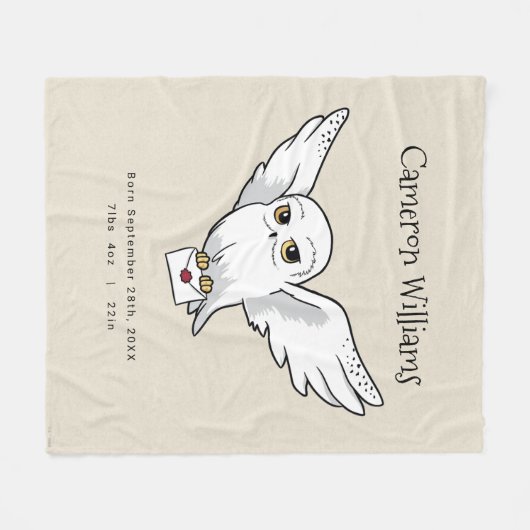 Harry Potter | Personalisierte Hedwig Fleecedecke (Vorderseite (Horizontal))