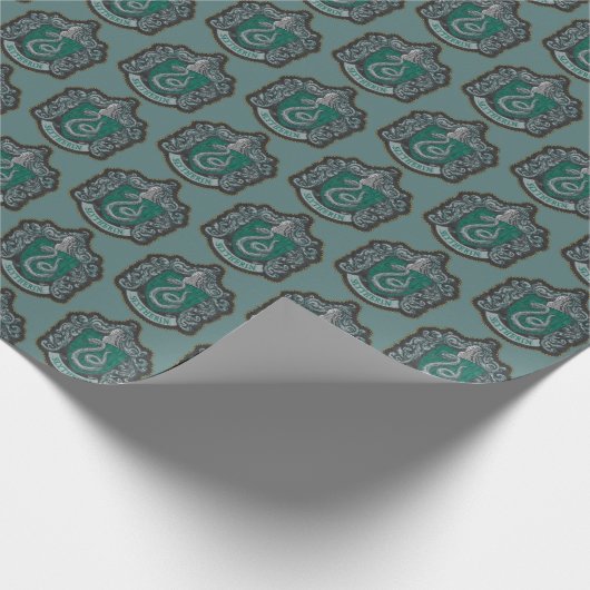Harry Potter | Retro Mighty Slytherin Wappen Geschenkpapier (Ecke)