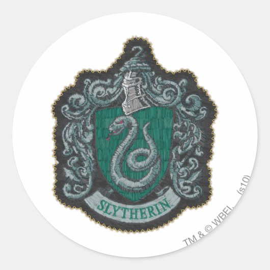 Harry Potter | Retro Mighty Slytherin Wappen Runder Aufkleber (Vorderseite)