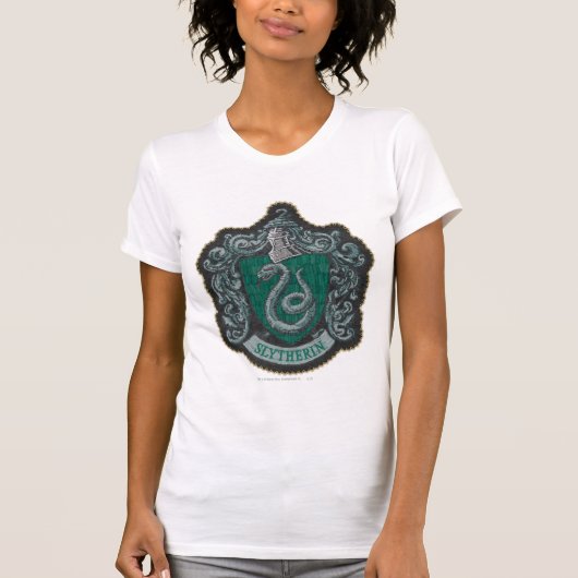 Harry Potter | Retro Mighty Slytherin Wappen T-Shirt (Vorderseite)