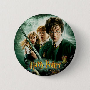 Harry Potter Ron Hermione Dobby Group Shot Button