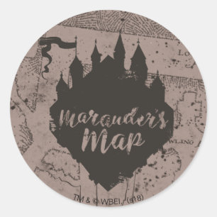 Harry Potter   Schloss HOGWARTS™ Marauder's Map Runder Aufkleber