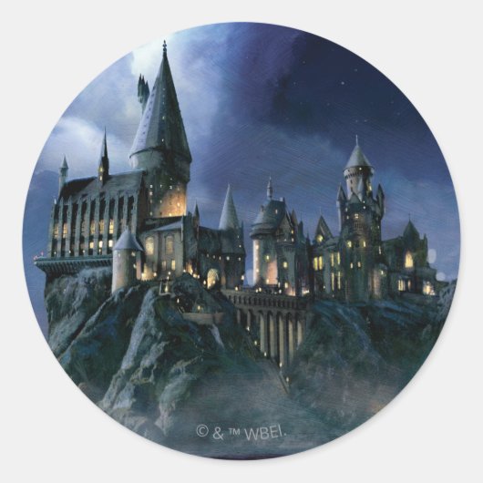 Harry Potter-Schloss | Moonlit Hogwarts Runder Aufkleber (Vorderseite)