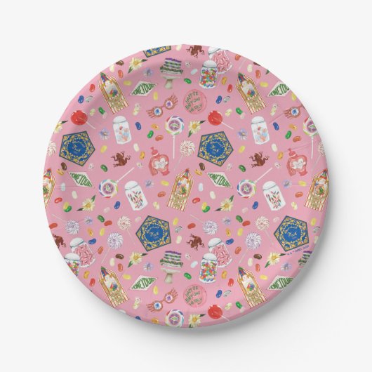 HARRY POTTER™ | Schokoladenfrosch und -muster Pappteller (Vorderseite)