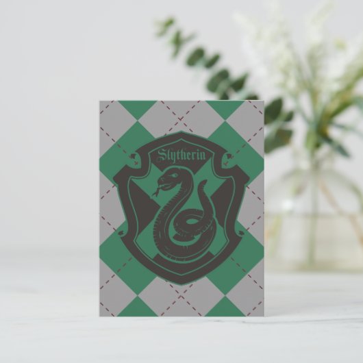 Harry Potter | Slytherin House Pride Wappen Postkarte (Stehend Vorderseite)