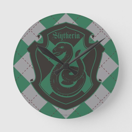Harry Potter | Slytherin House Pride Wappen Runde Wanduhr (Vorderseite)