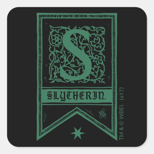 Harry Potter | Slytherin-Monogrammbanner Quadratischer Aufkleber (Vorderseite)