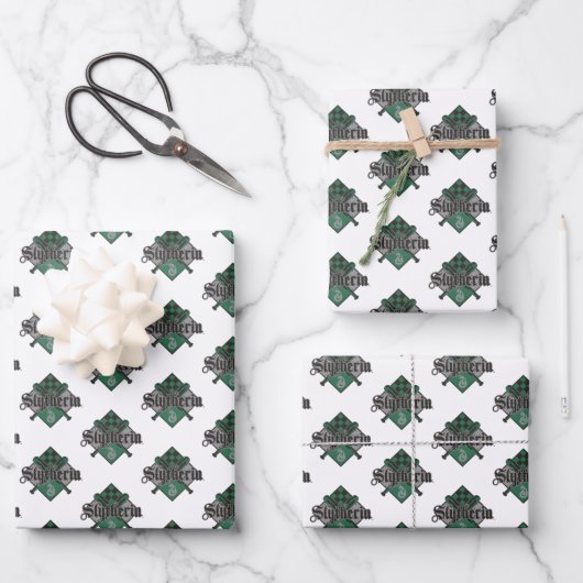 Harry Potter Slytherin | QUIDDITCH™ Crest Geschenkpapier Set (Vorderseite)