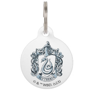 Harry Potter   Slytherin Wappen - Eisblau Haustiermarke