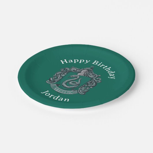 Harry Potter | Slytherin Wappen Grün Pappteller (Schrägansicht)