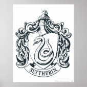 Harry Potter | Slytherin-Wappen - Schwarz und Weiß Poster (Vorne)