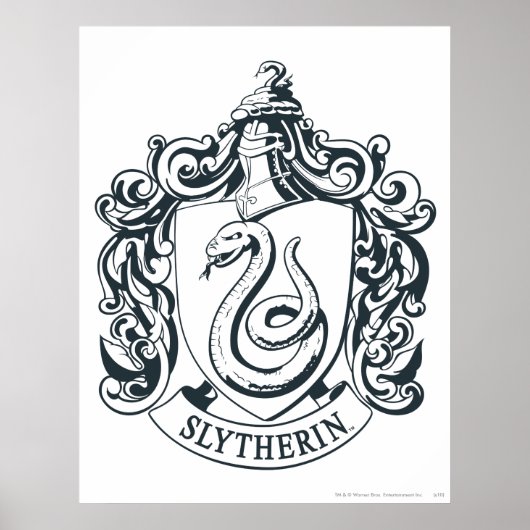 Harry Potter | Slytherin-Wappen - Schwarz und Weiß Poster (Vorne)