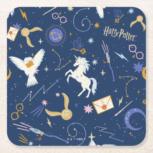 HARRY POTTER™ Sommersonnenwende-Icon-Muster Rechteckiger Pappuntersetzer (Vorderseite)