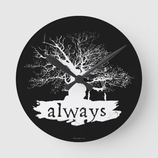 Harry Potter Spell | Always Quote Silhouette Runde Wanduhr (Vorderseite)