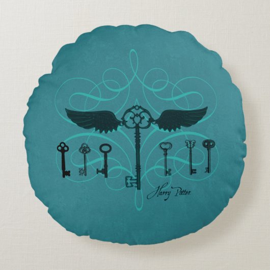Harry Potter Spell | Fliegende Schlüssel Rundes Kissen (Vorderseite)