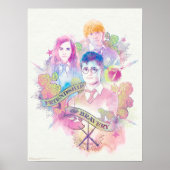 Harry Potter Spell | Harry, Hermione & Ron Waterc Poster (Vorne)
