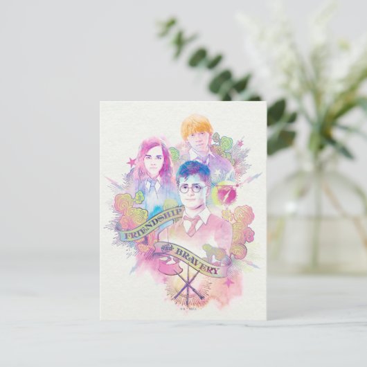 Harry Potter Spell | Harry, Hermione & Ron Waterc Postkarte (Stehend Vorderseite)