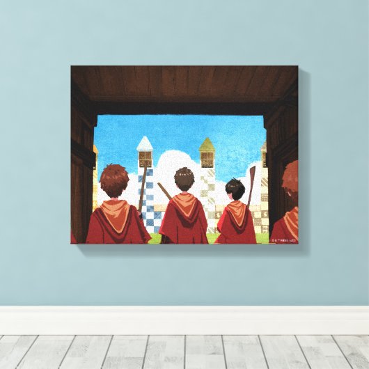 HARRY POTTER™ und das GRYFFINDOR™ QUIDDITCH™-Team Leinwanddruck (Insitu (Holzboden))