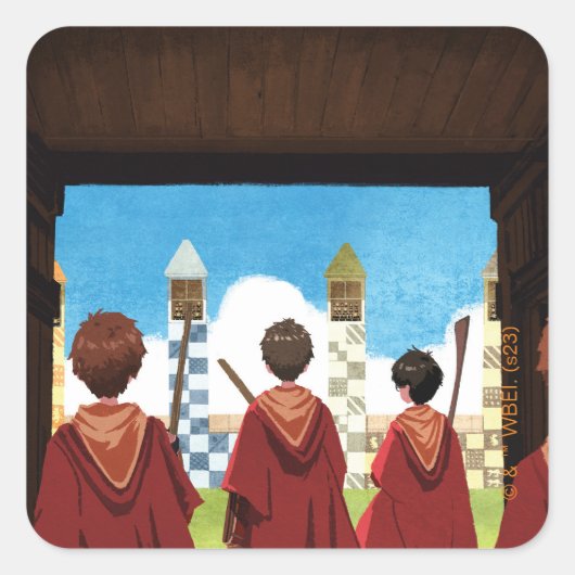 HARRY POTTER™ und das GRYFFINDOR™ QUIDDITCH™-Team Quadratischer Aufkleber (Vorderseite)