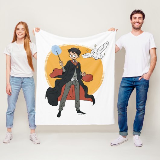 HARRY POTTER™ und Hedwig Illustration Fleecedecke (Beispiel)