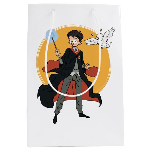 HARRY POTTER™ und Hedwig Illustration Mittlere Geschenktüte (Vorderseite)