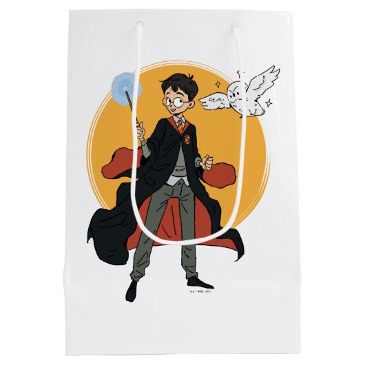 HARRY POTTER™ und Hedwig Illustration Mittlere Geschenktüte (Rückseite)