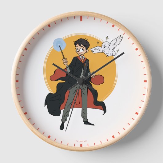 HARRY POTTER™ und Hedwig Illustration Uhr (Vorderseite)