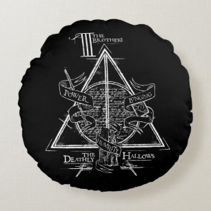 Harry-Potter-Zauber   DEATHLY HALLOWS Grafik Rundes Kissen