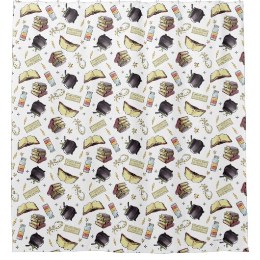 HARRY POTTER™ Zaubers- und Buchmuster Duschvorhang (Vorderseite)