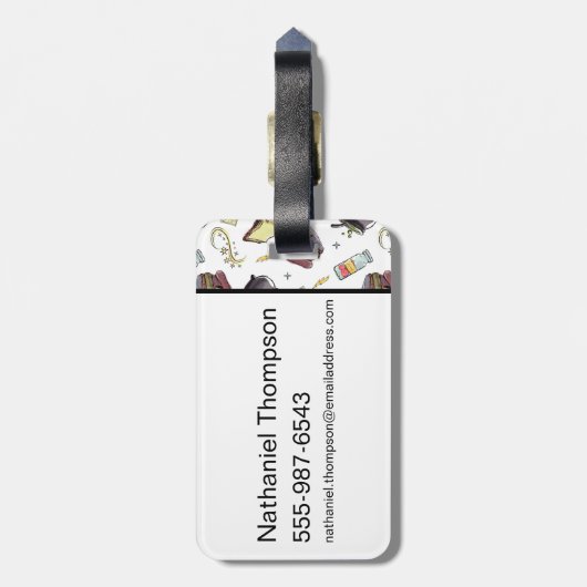 HARRY POTTER™ Zaubers- und Buchmuster Gepäckanhänger (Rückseite vertikal)