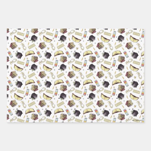 HARRY POTTER™ Zaubers- und Buchmuster Geschenkpapier Set (Vorderseite)