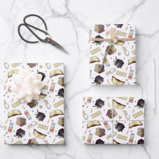 HARRY POTTER™ Zaubers- und Buchmuster Geschenkpapier Set (Vorderseite)