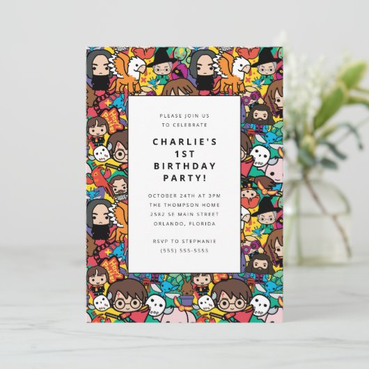 Harry Potter-Zeichen Muster Geburtstag Einladung (Stehend Vorderseite)