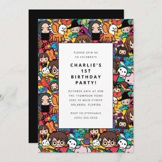 Harry Potter-Zeichen Muster Geburtstag Einladung (Vorne/Hinten)