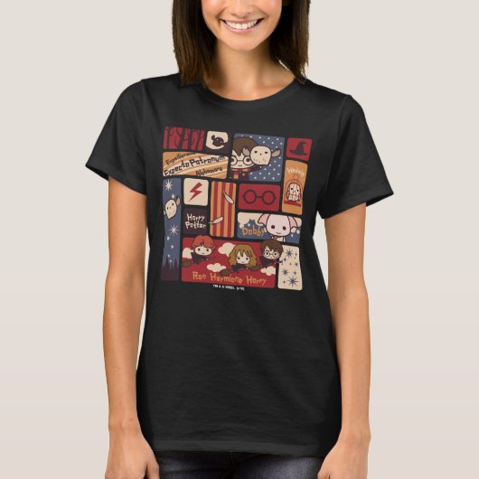 Harry- PotterCartoon-Szenen-Muster T-Shirt (Vorderseite)