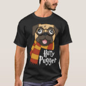 Harry Pugger Funny Mops Owner Wizard Lover T-Shirt (Vorderseite)