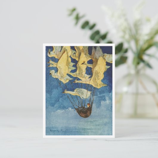 Harry Rountree Child Flying with Wild Swans Postkarte (Stehend Vorderseite)