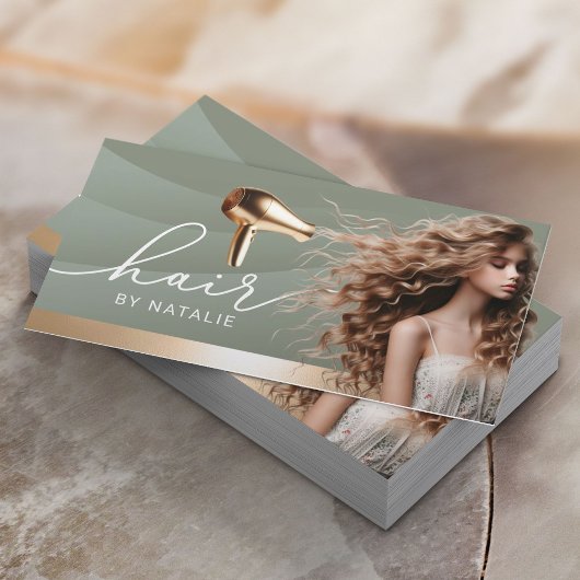 Harry Stylist Sage Green Beauty Girl Salon Visitenkarte