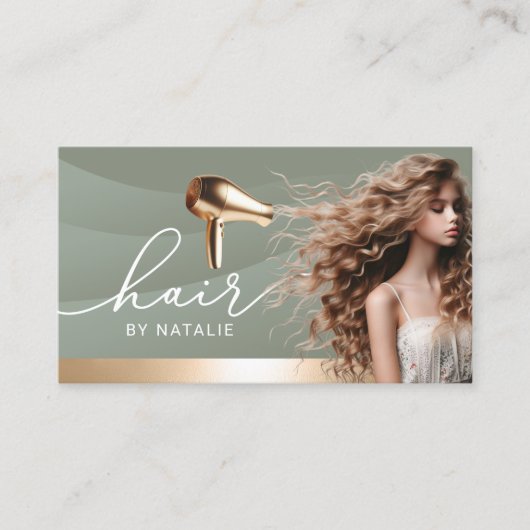 Harry Stylist Sage Green Beauty Girl Salon Visitenkarte (Vorderseite)