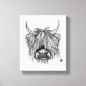 Harry the Highland Cow - Zentangle Hand Drawn Leinwanddruck (Vorderseite)