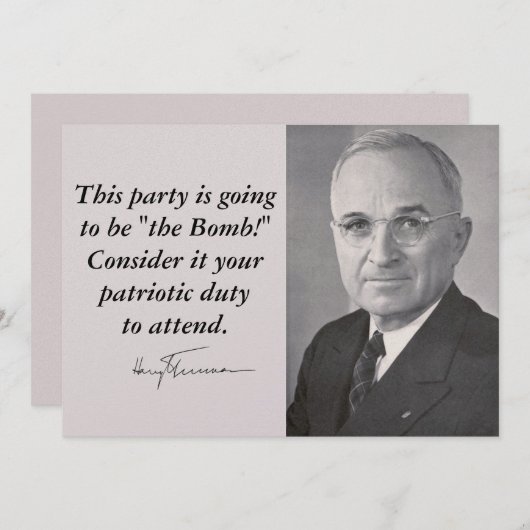 Harry Truman Einladung (Vorne/Hinten)