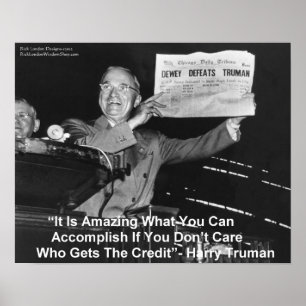 Harry Truman Holding Zeitung "Dewey Lieben Truman Poster