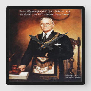 Harry Truman und "Gib ihnen die Hölle" Zitat Wandu Quadratische Wanduhr
