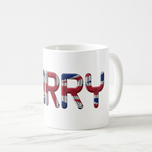 Harry UK Flag Name Union Jack Typografie Kaffeetasse (VorderseiteRechts)