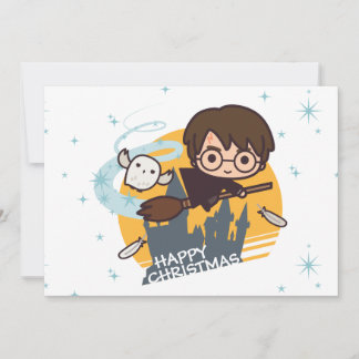 Harry und Hedwig Flying Past Hogwarts Weihnachten