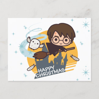 Harry und Hedwig Flying Past Hogwarts Weihnachten