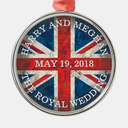 Harry und Meghan Royal Wedding Ornament Aus Metall (Vorne)